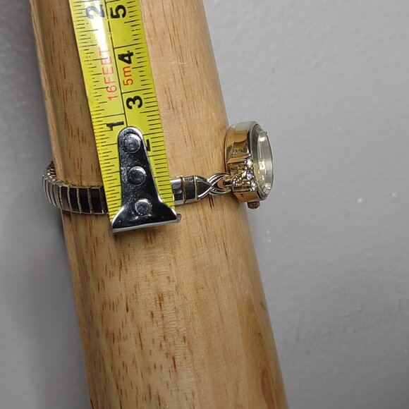 Pretty 6 Inch Gold Tone Stretch Watch With Clear Stones - Picture 13 of 13